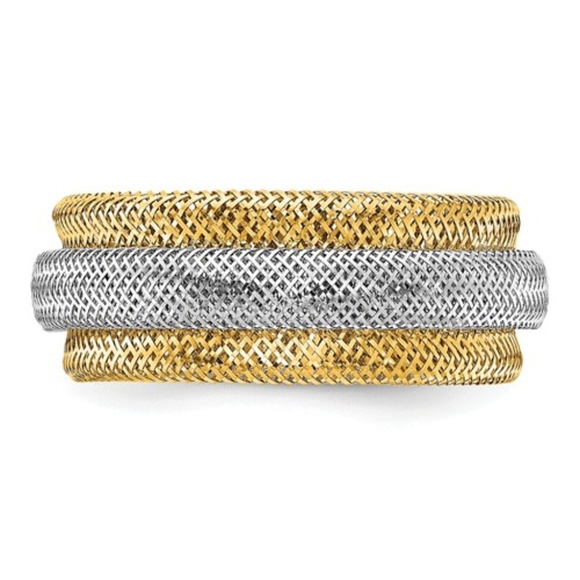 14k Two-tone Gold Mesh Ring - Picture 2 of 5